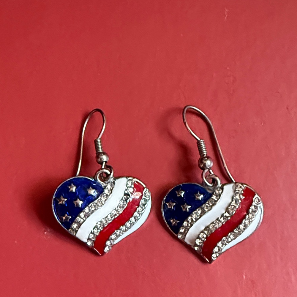 Patriotic Heart Earrings